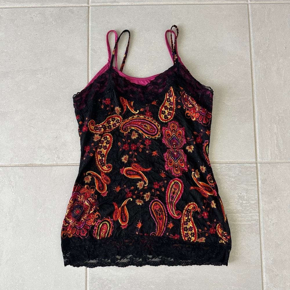 Y2K Paisley Lace Camisole Top